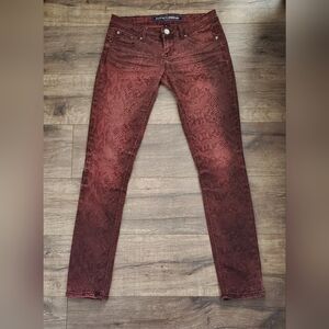 Almost Famous Burgundy Snake Print Jeans